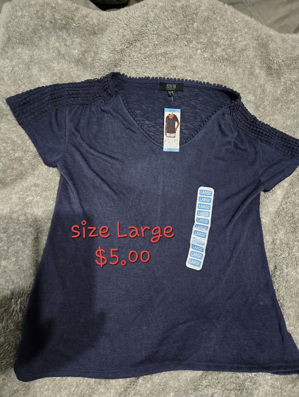 Mossy Women’s Short Sleeve Knit Tee - Navy, Large